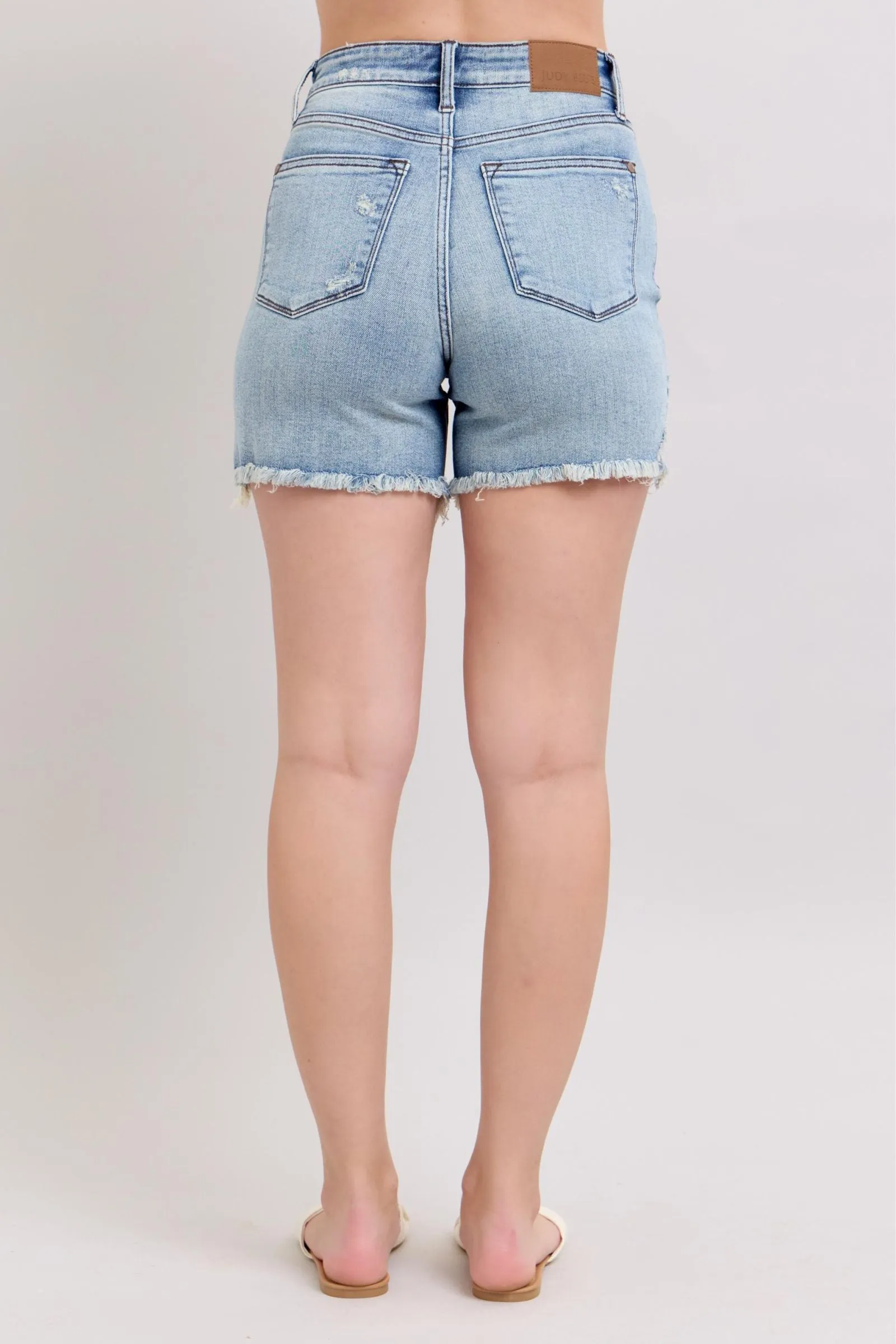 High Waist Distressed Shorts
