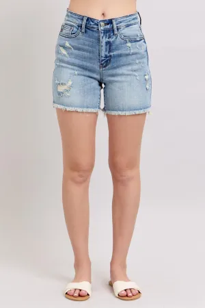 High Waist Distressed Shorts
