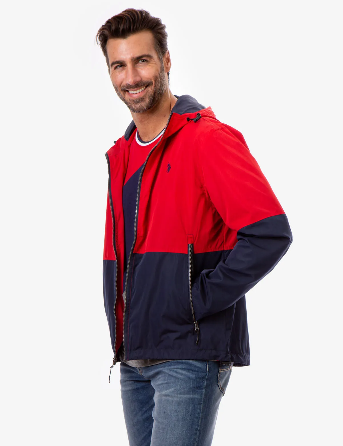 HOODED COLORBLOCK WINDBREAKER
