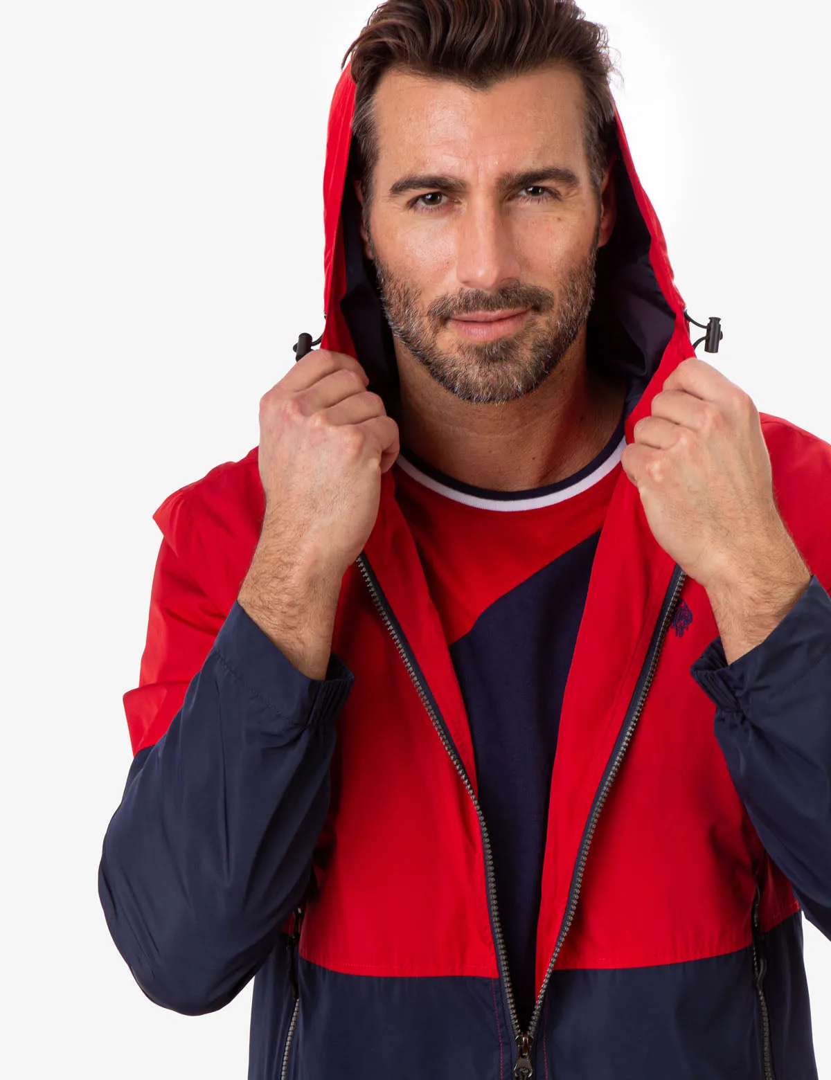 HOODED COLORBLOCK WINDBREAKER