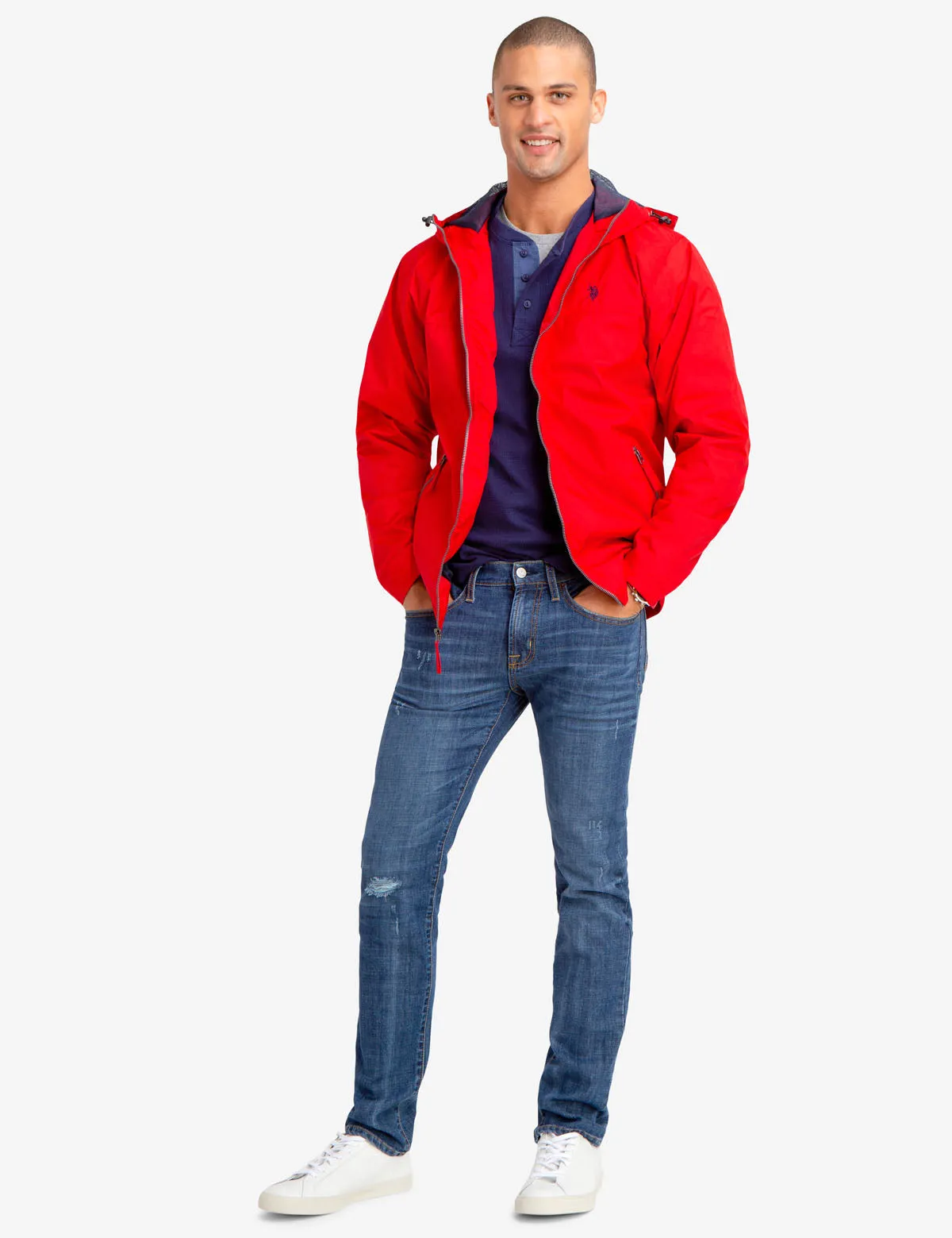 HOODED MESH-LINED WINDBREAKER