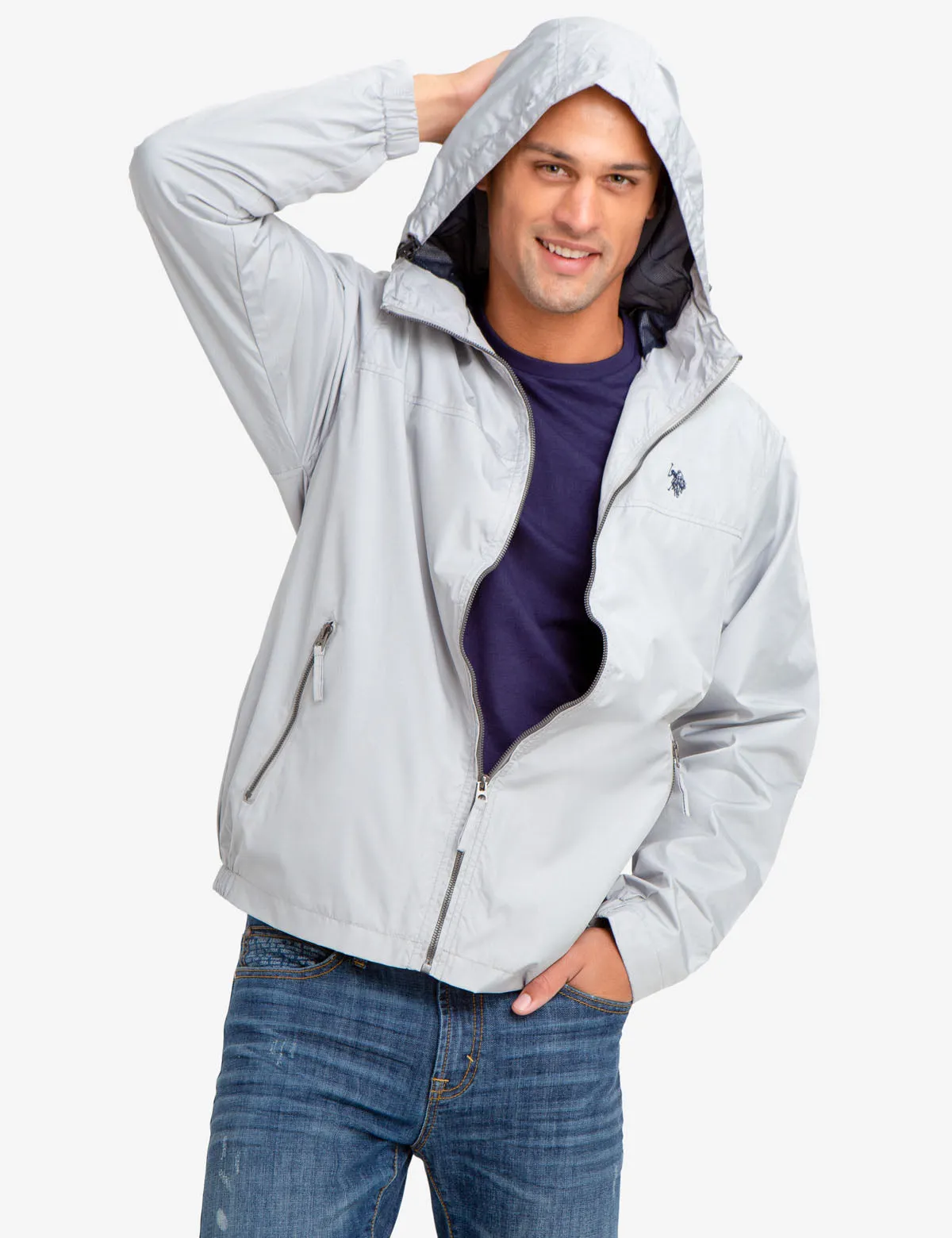 HOODED MESH-LINED WINDBREAKER