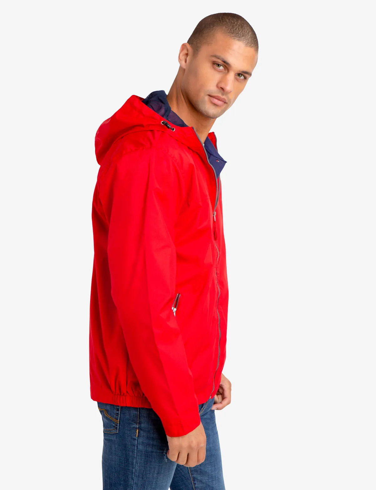 HOODED MESH-LINED WINDBREAKER