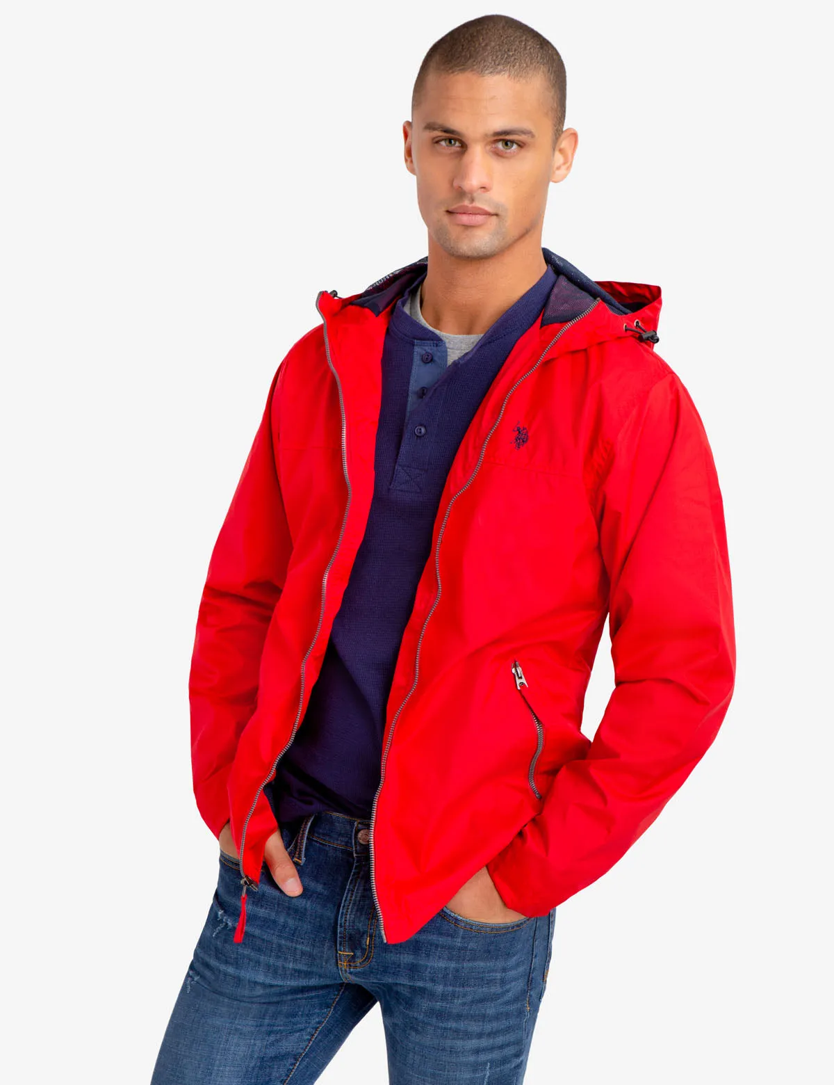 HOODED MESH-LINED WINDBREAKER
