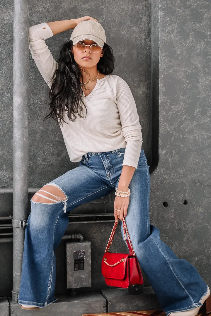 In The Dark Tummy Control Wide Knee Jeans
