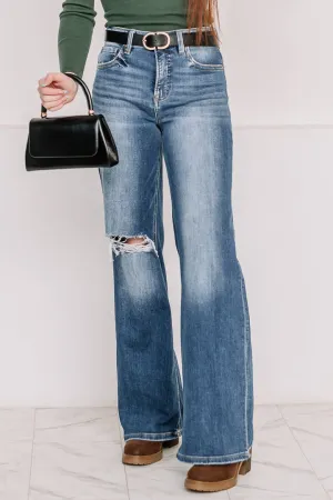 In The Dark Tummy Control Wide Knee Jeans