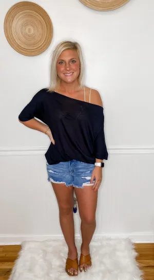 It's All About The Fray Mid Rise Denim Shorts