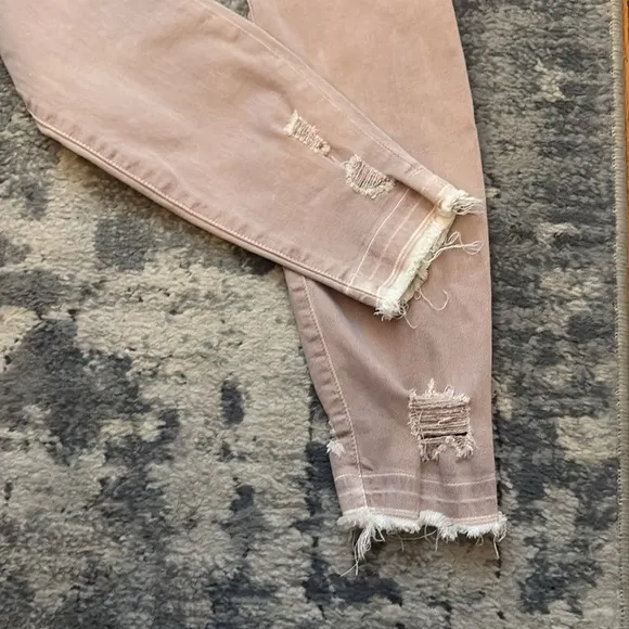 JBrand Capri Mid Rise Vince Destruct Skinny Jeans, SZ 25, Mauve Pink