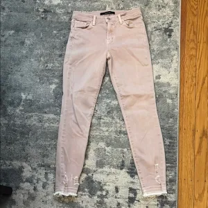 JBrand Capri Mid Rise Vince Destruct Skinny Jeans, SZ 25, Mauve Pink
