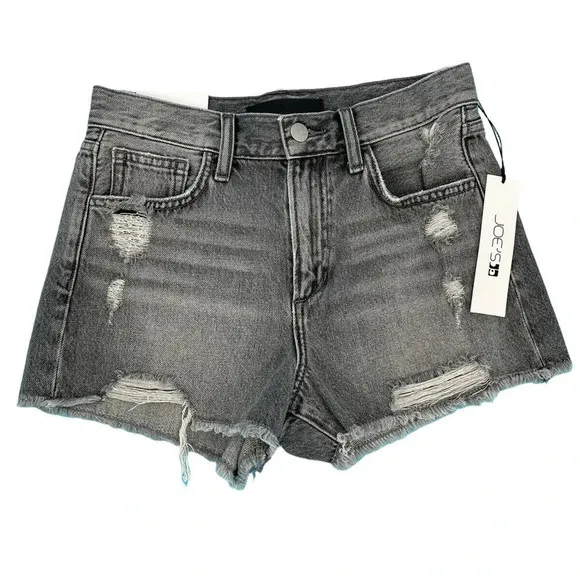 Joe's Jeans Gray Denim Size 25 Shorts Distressed High Rise 3&quot; Length Emmy