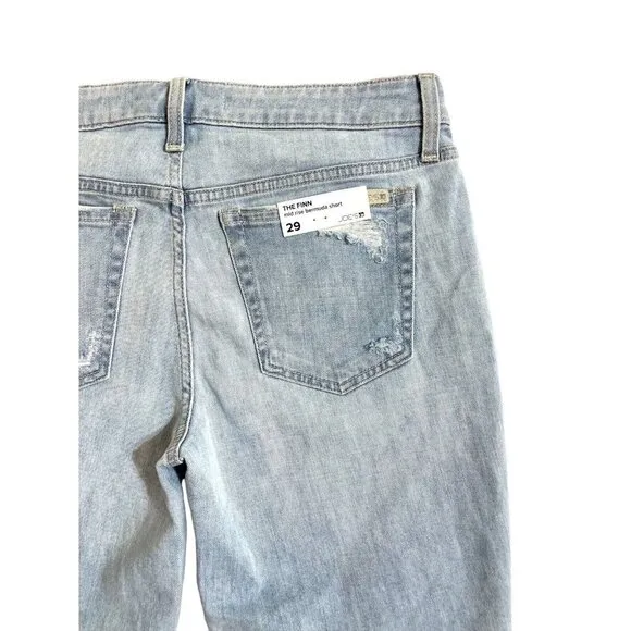 Joe's Jeans Jean Shorts The Finn Ripped Denim Bermuda Shorts Raw Hem Sz 29 NWT
