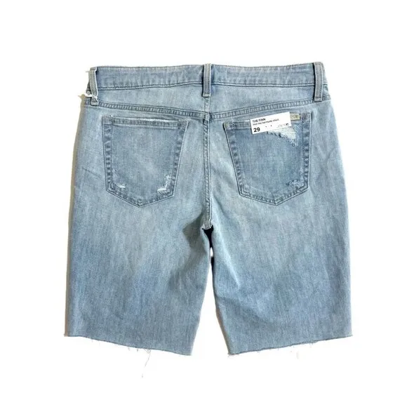 Joe's Jeans Jean Shorts The Finn Ripped Denim Bermuda Shorts Raw Hem Sz 29 NWT