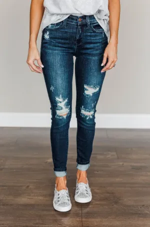 Judy Blue Distressed Skinny Jeans- Samantha Wash