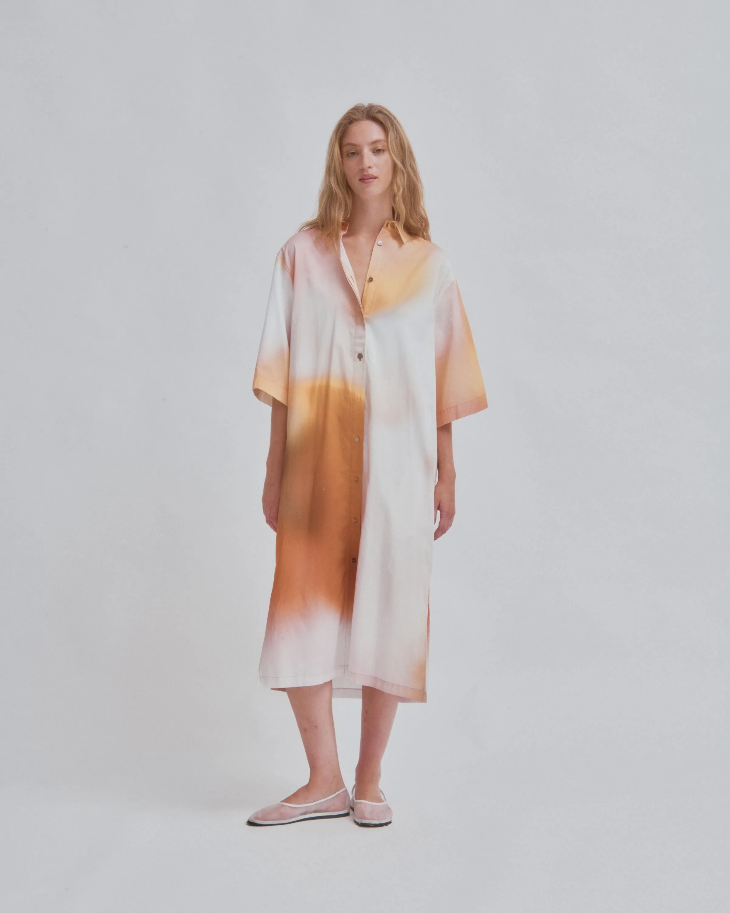 KAFTAN SHIRT DRESS IN PRINT