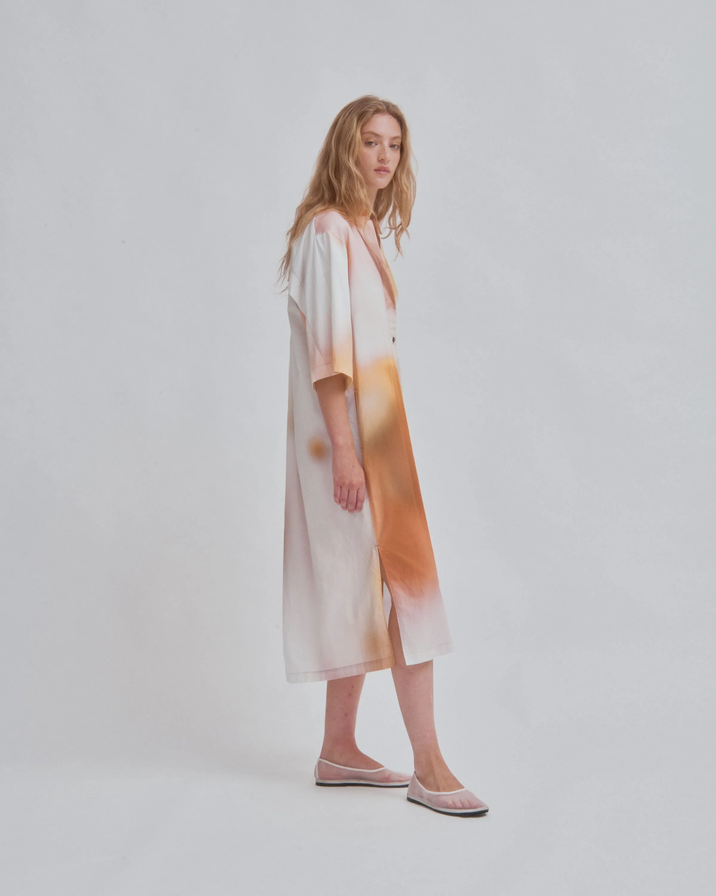 KAFTAN SHIRT DRESS IN PRINT