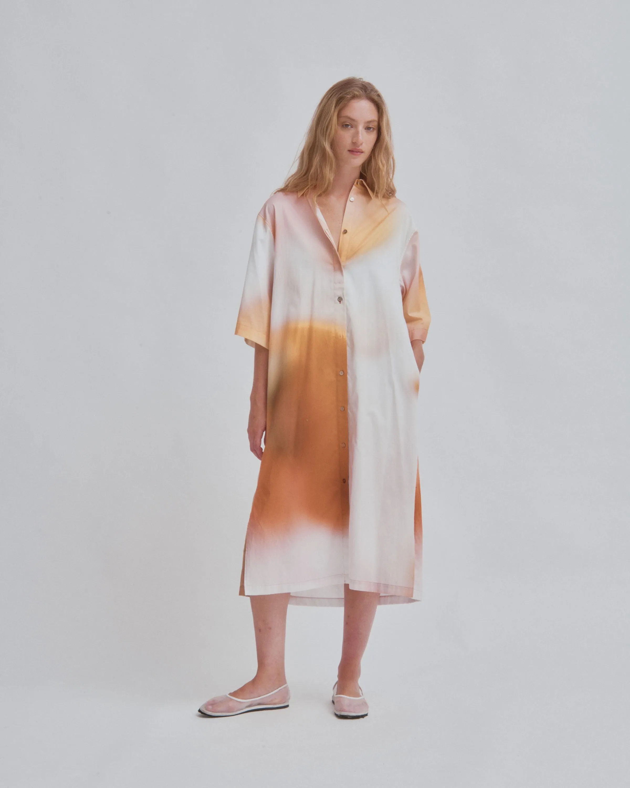 KAFTAN SHIRT DRESS IN PRINT
