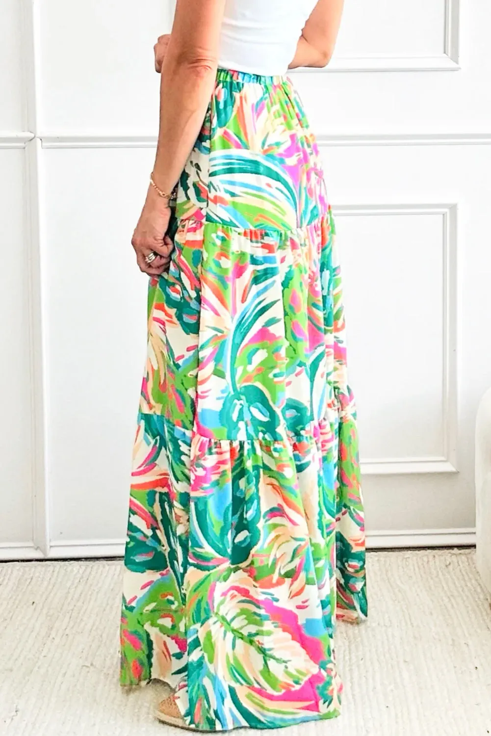 KaleaBoutique Abstract Printed High Waist Tiered Maxi Skirt