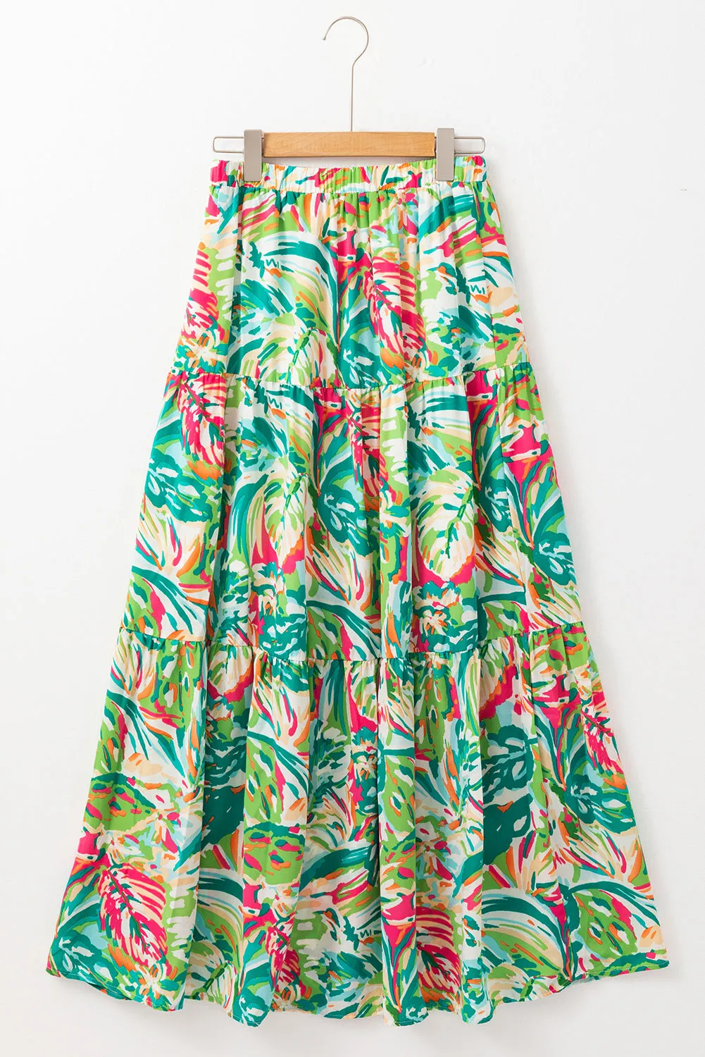 KaleaBoutique Abstract Printed High Waist Tiered Maxi Skirt