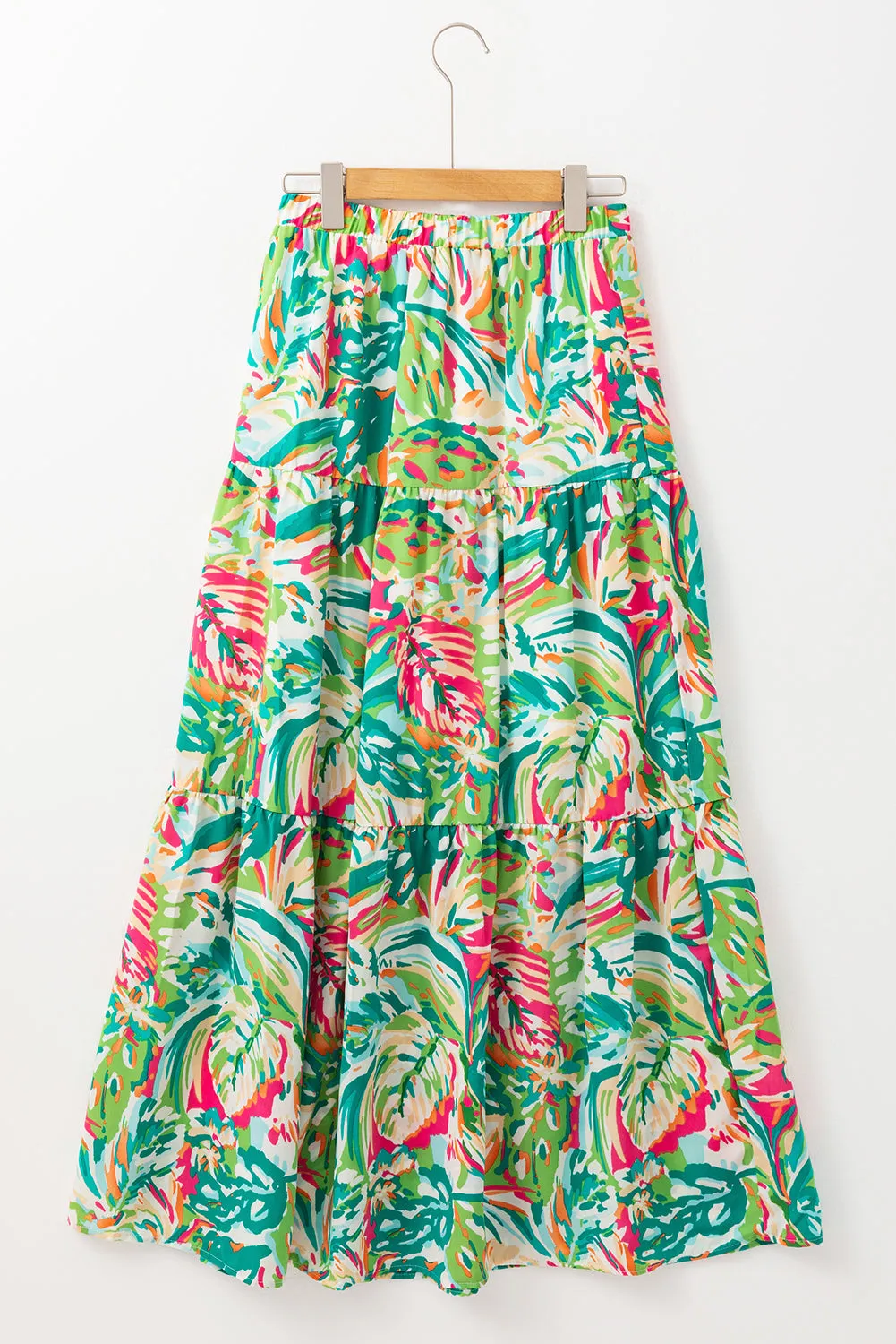 KaleaBoutique Abstract Printed High Waist Tiered Maxi Skirt