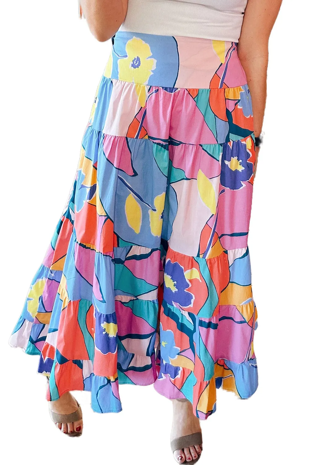 KaleaBoutique Printed Pocketed High Waist Maxi Skirt