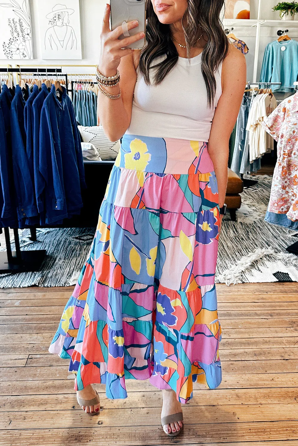 KaleaBoutique Printed Pocketed High Waist Maxi Skirt