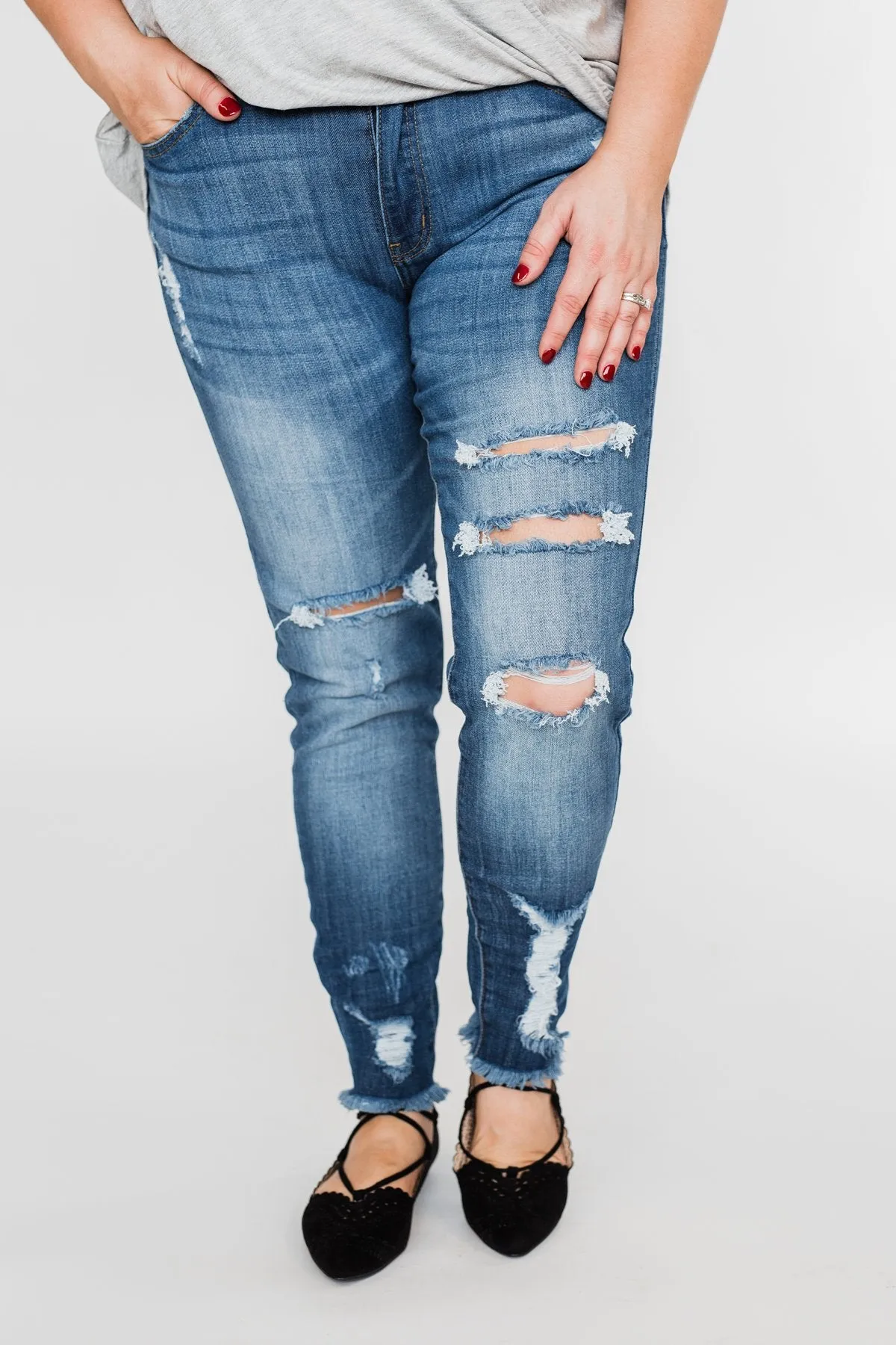KanCan Distressed Skinny Jeans- Sammy Wash
