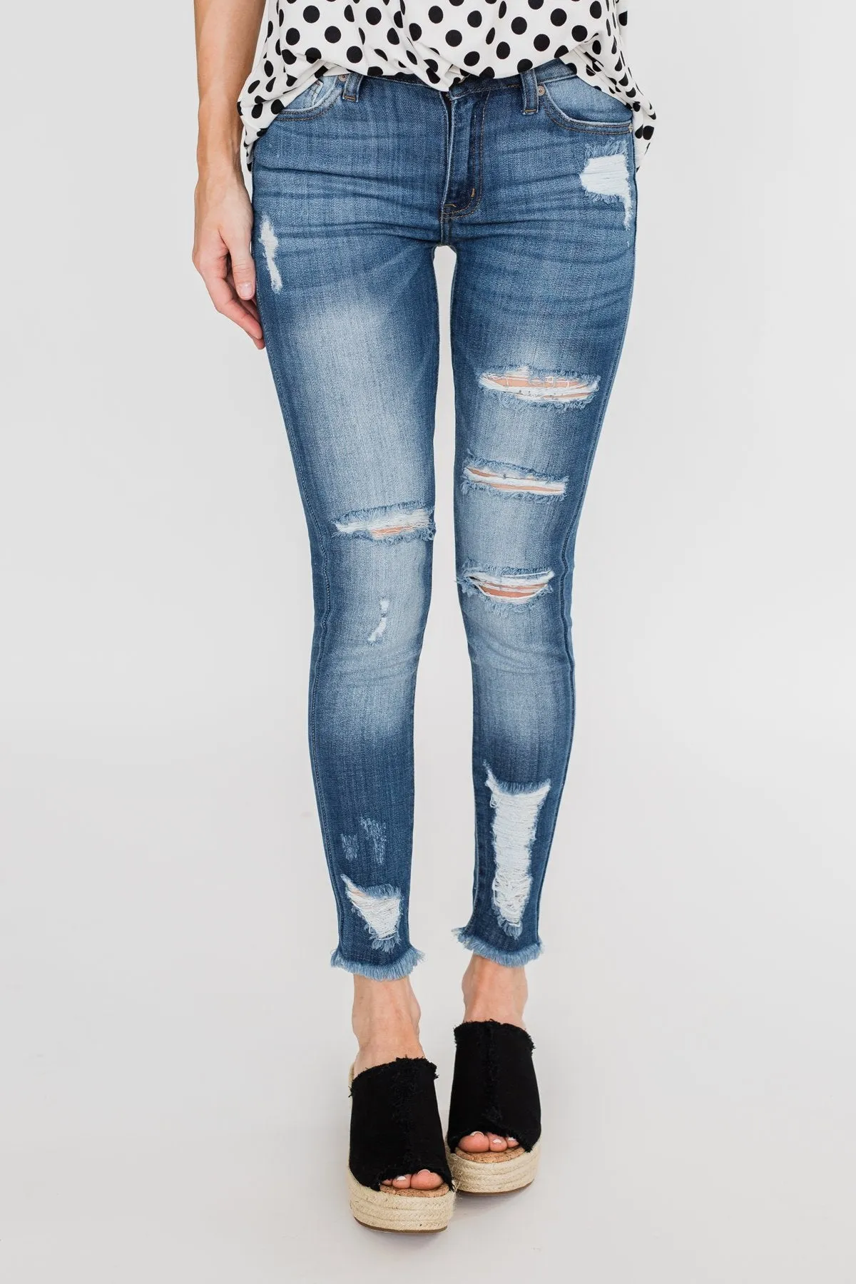 KanCan Distressed Skinny Jeans- Sammy Wash