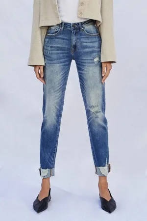 Kancan Raw Hem Boyfriend Jeans