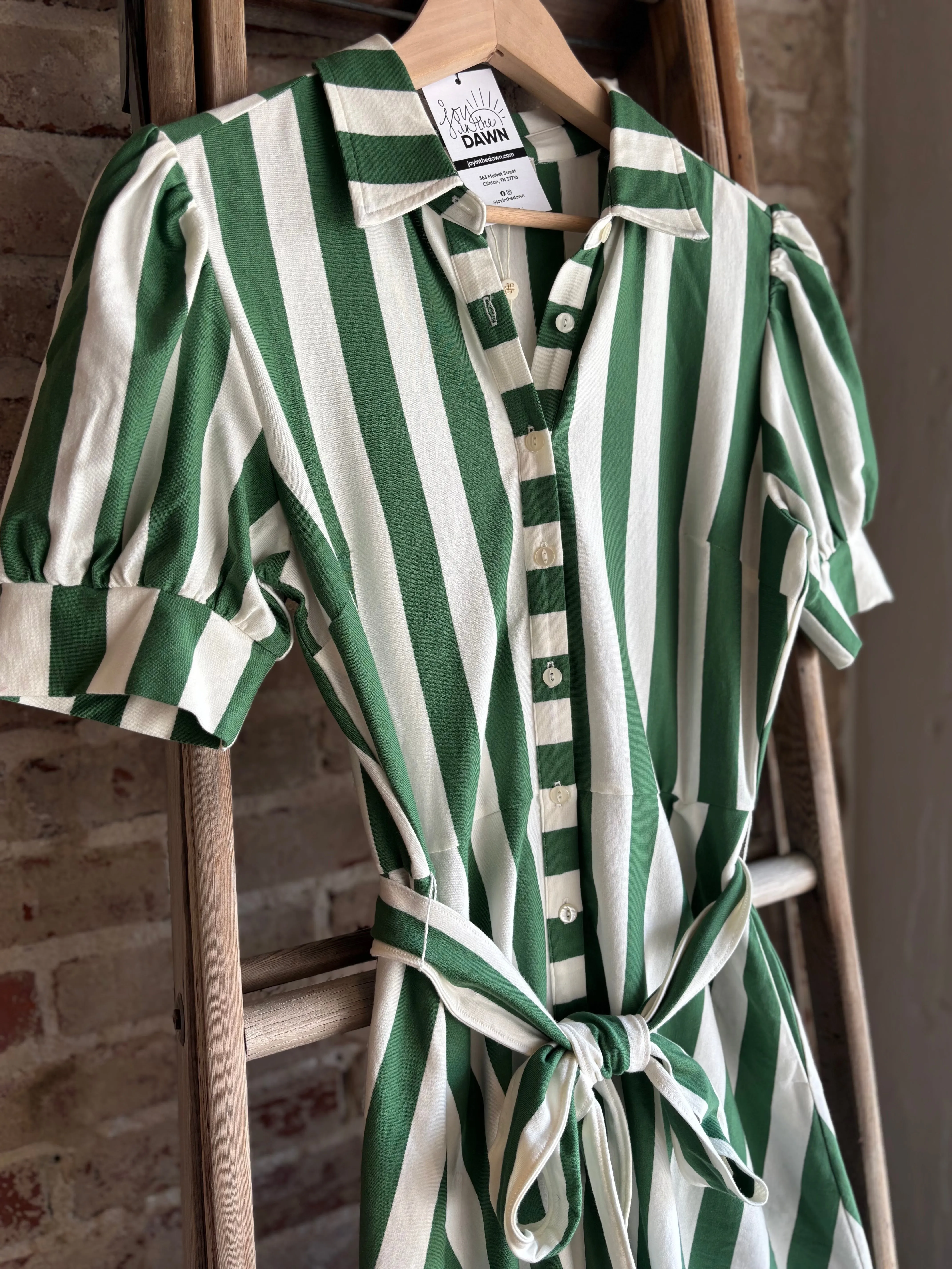 Kelly Green Stripe Dress