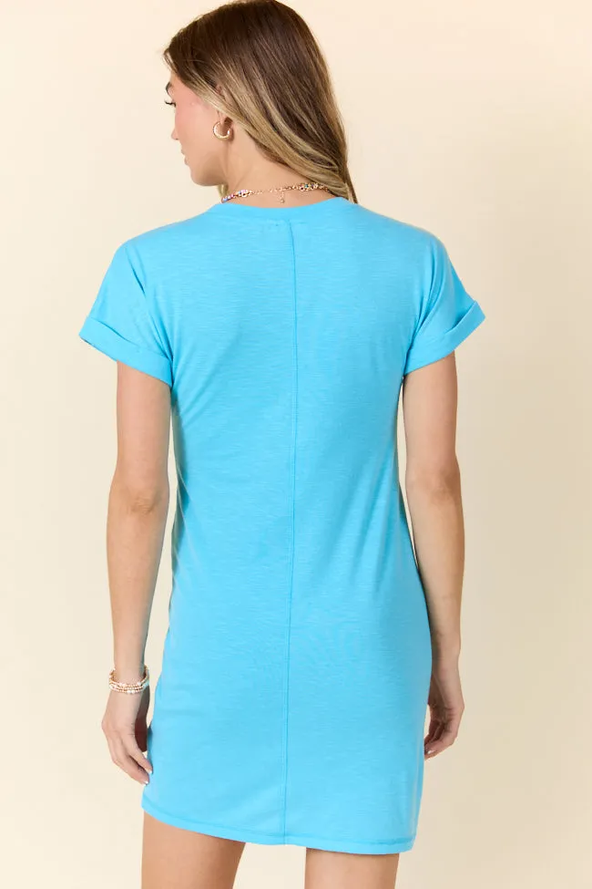 Knot My Type Blue T-Shirt Dress