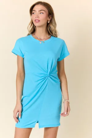 Knot My Type Blue T-Shirt Dress