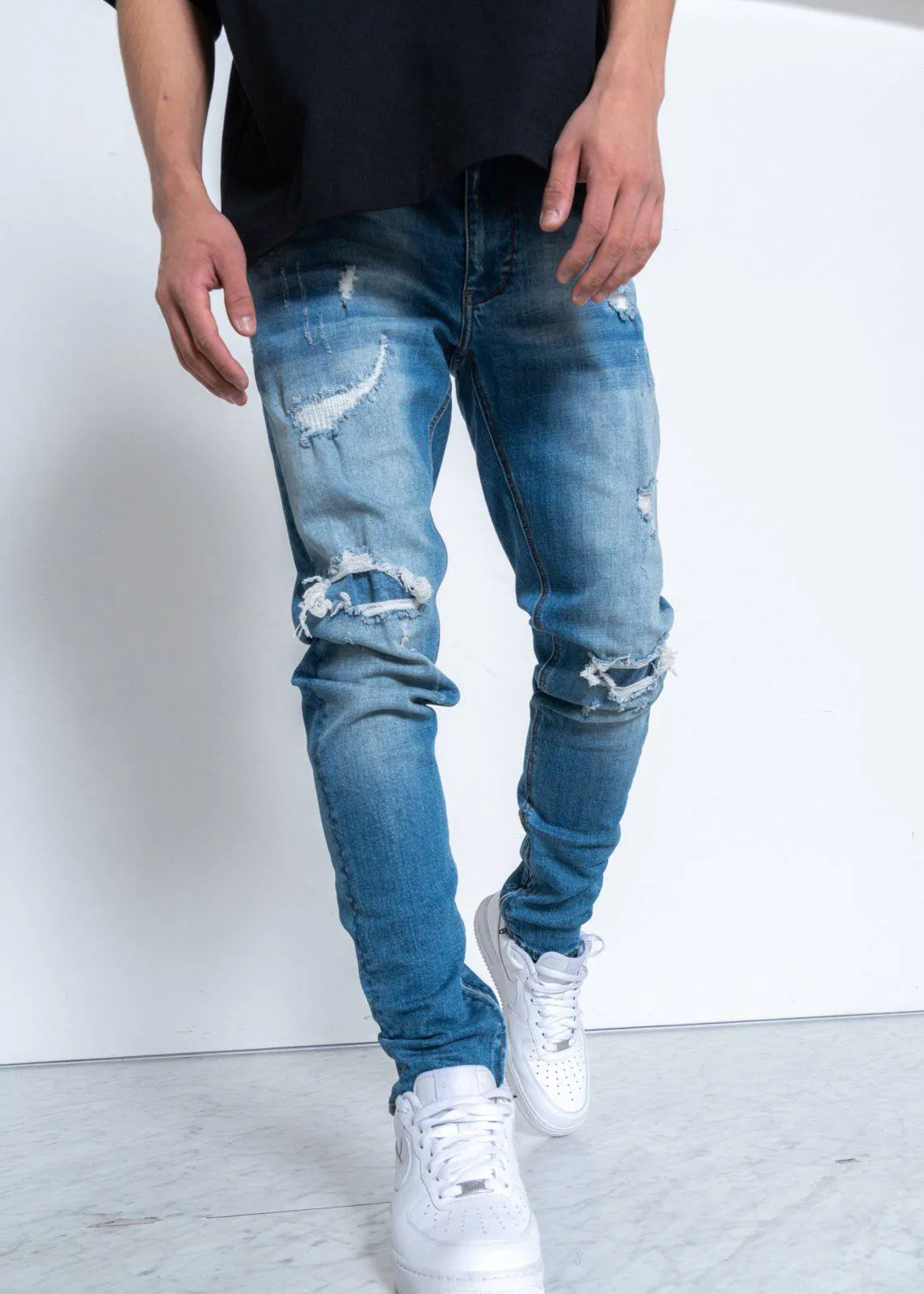 Konus Men's Rip and Repair Denim With Distress by Shop at Konus