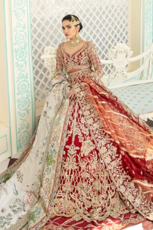 Latest Red Pakistani Lehenga for Bride #K0021