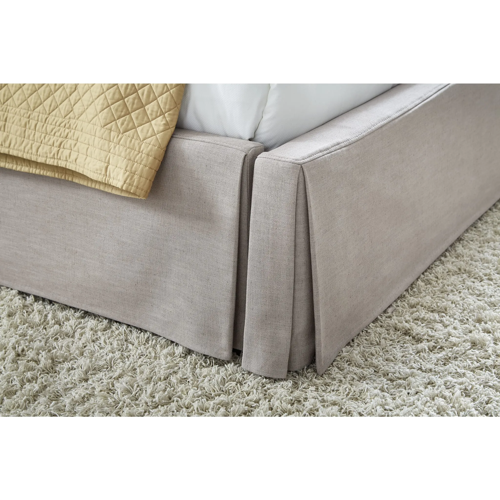 Laurel UpholsteredSkirted Panel Bed in Wheat