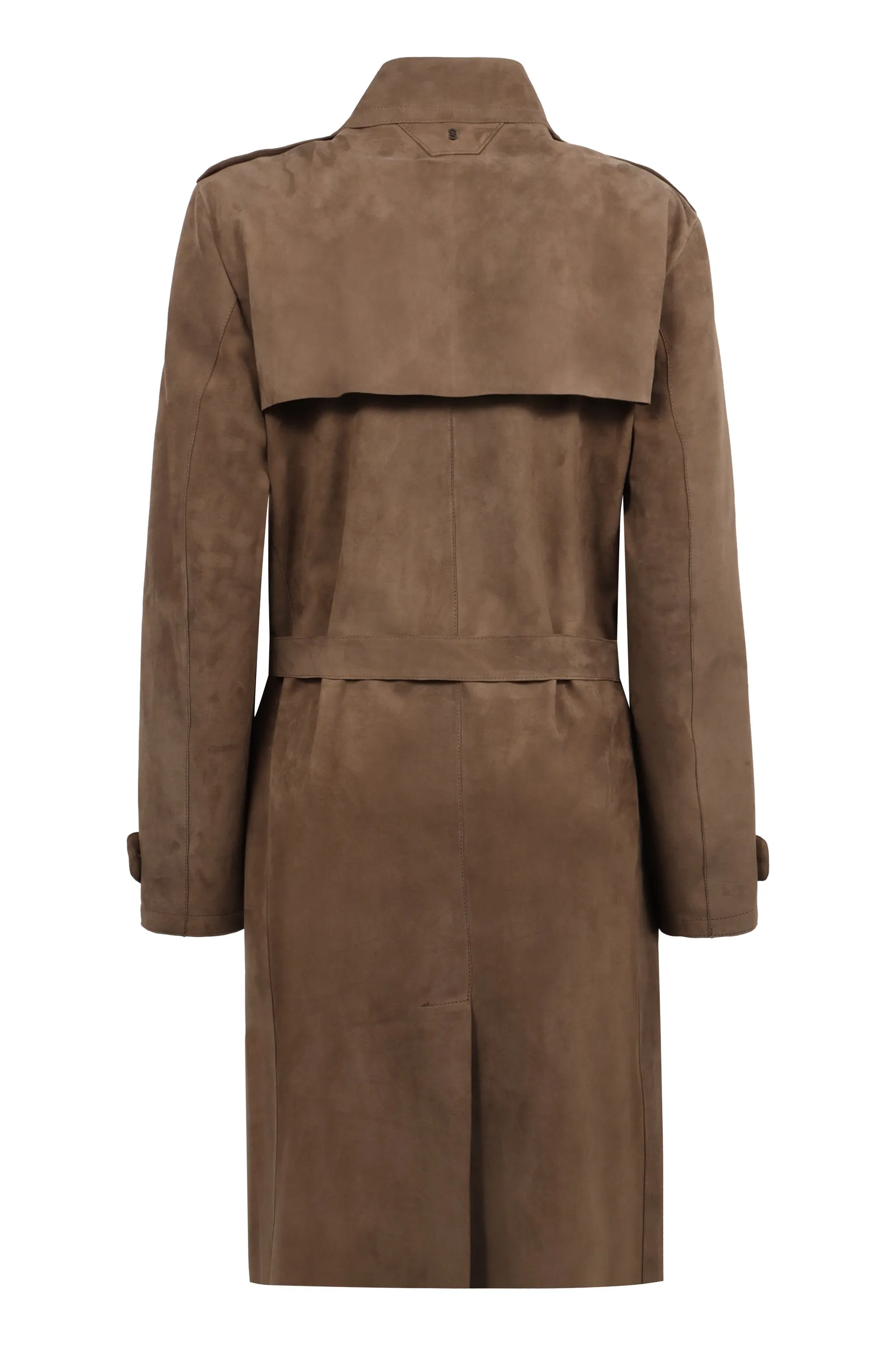 Leather long trench coat