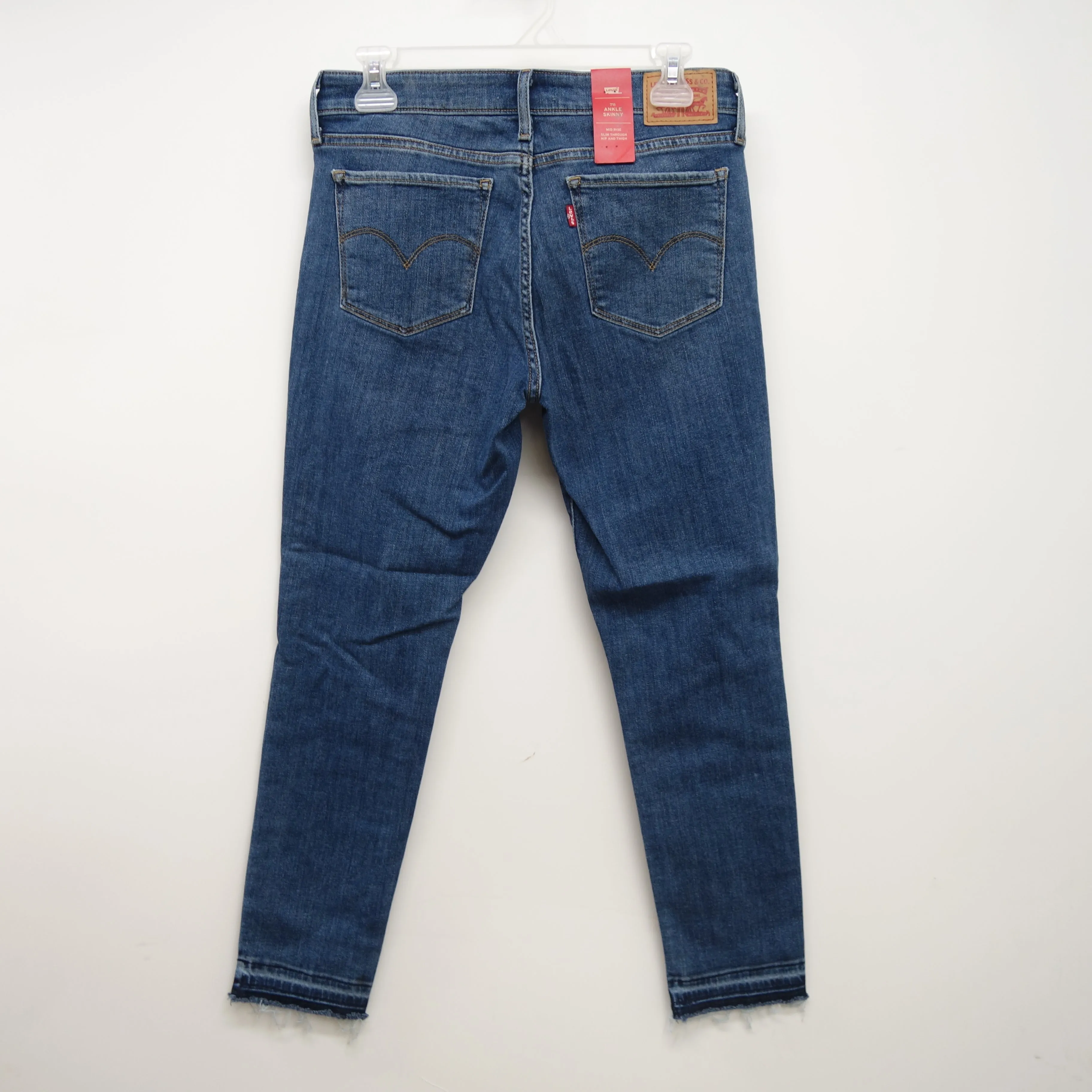 Levi's 711 0025 Womens Medium Blue Ripped Knees Skinny Jeans Size 10M / 30