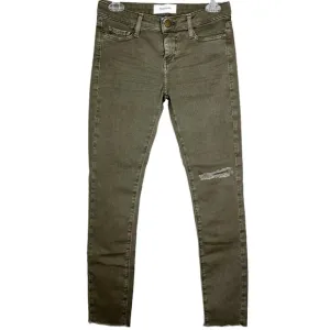 Like New Acquaverde Scarlett Mid Rise Raw Hem Skinny Jeans Fatigue Women’s Sz 25