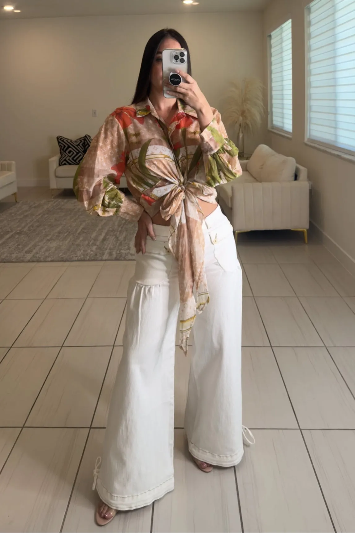 Lotus Balloon Style White Denim Pants