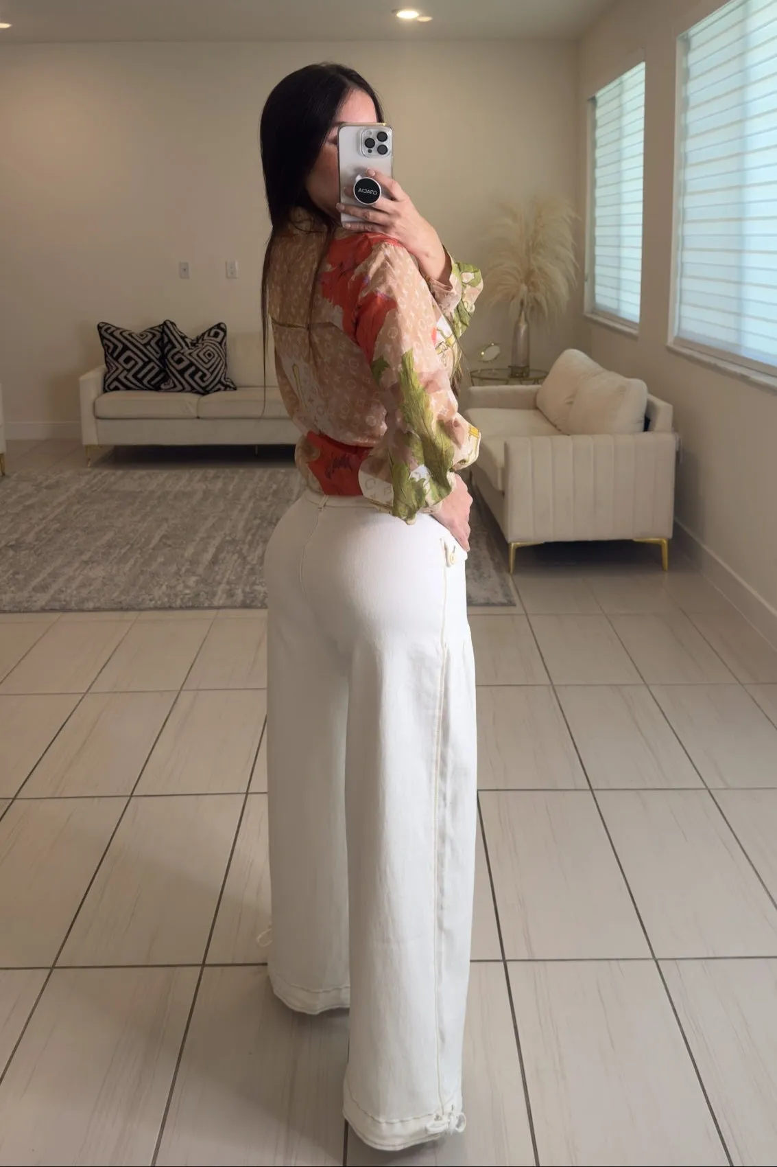 Lotus Balloon Style White Denim Pants