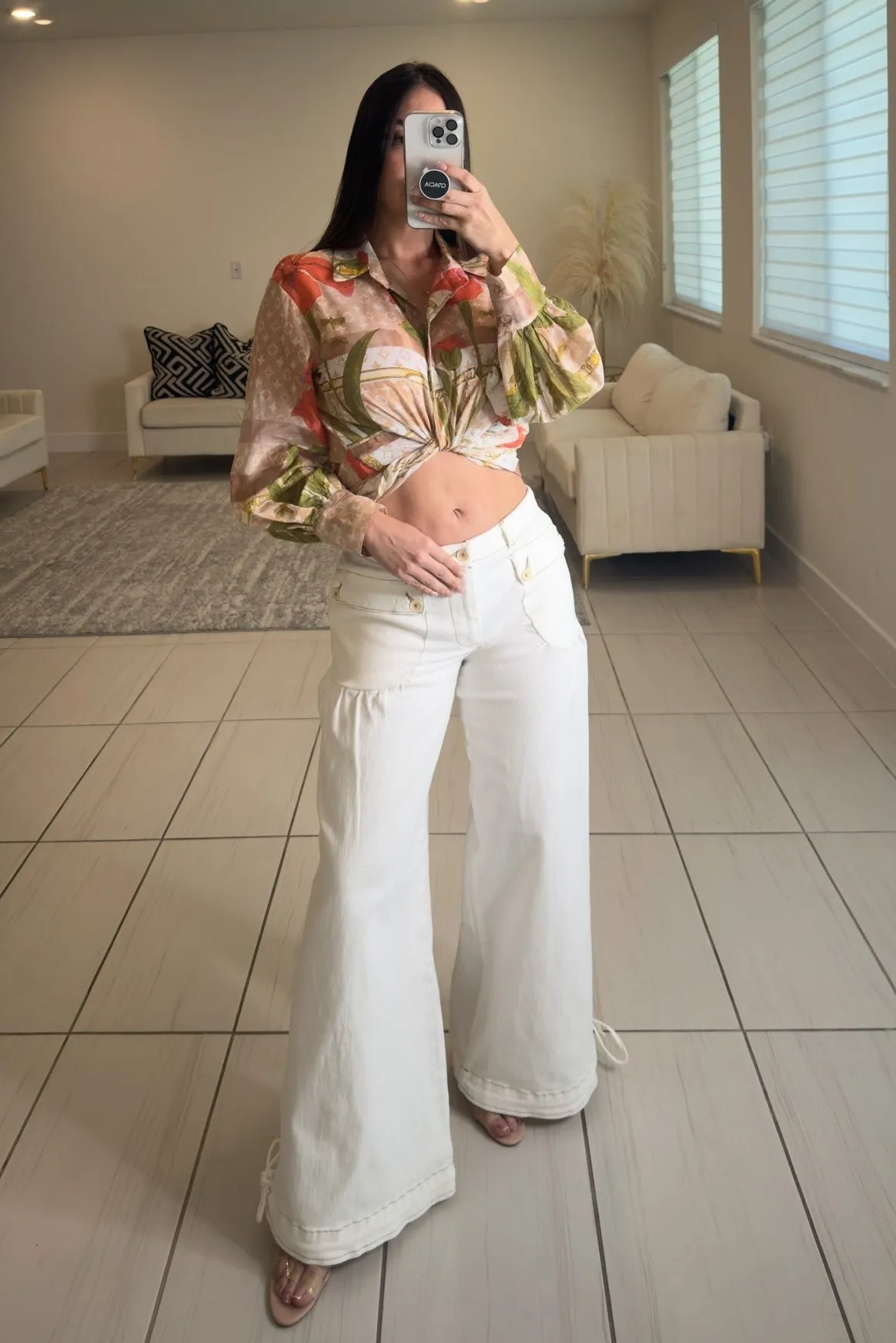 Lotus Balloon Style White Denim Pants
