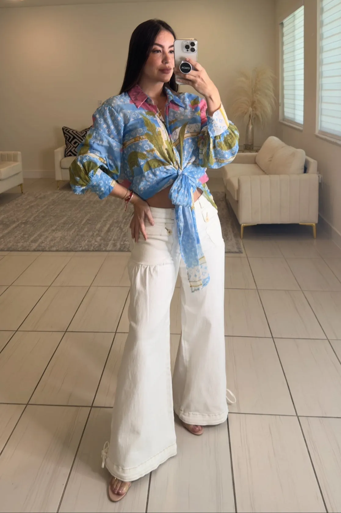 Lotus Balloon Style White Denim Pants