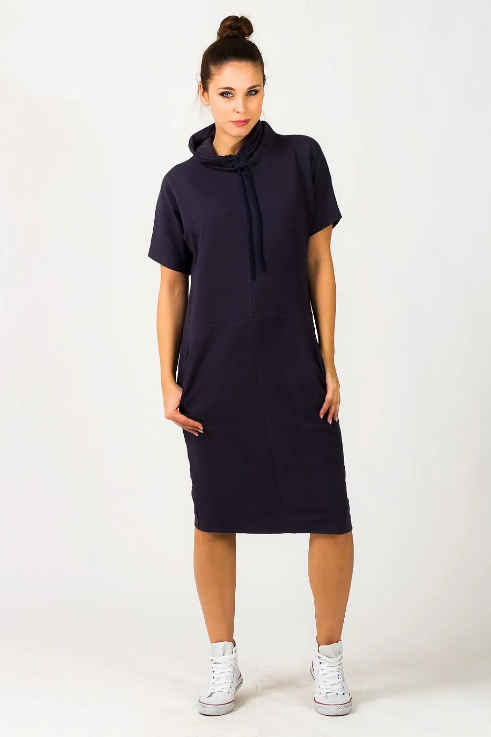 Luxurious Knitted Turtleneck Sweatshirt Dress