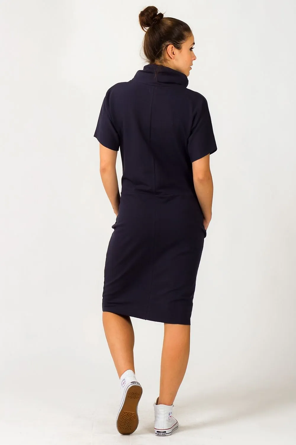Luxurious Knitted Turtleneck Sweatshirt Dress