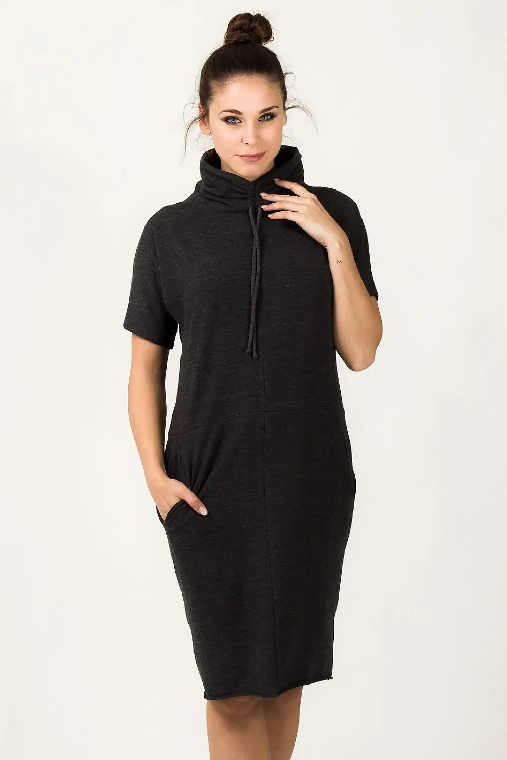 Luxurious Knitted Turtleneck Sweatshirt Dress