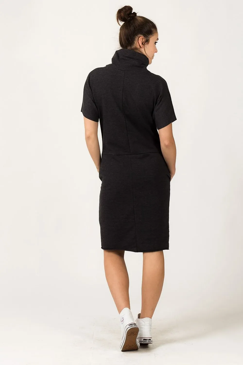 Luxurious Knitted Turtleneck Sweatshirt Dress