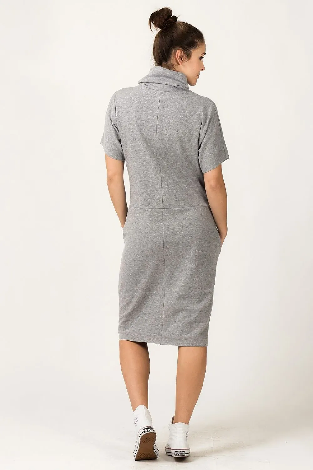 Luxurious Knitted Turtleneck Sweatshirt Dress