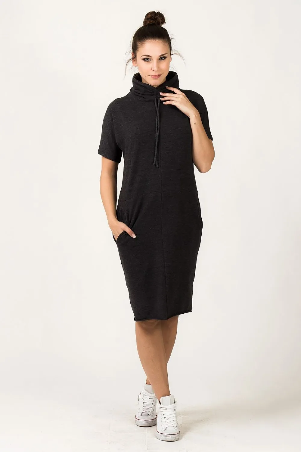 Luxurious Knitted Turtleneck Sweatshirt Dress