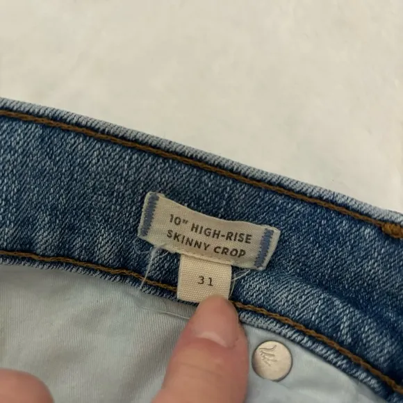 Madewell 10” High Rise Skinny Crop Jeans Distressed, Size 31