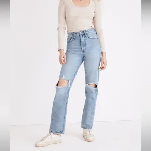 Madewell The Perfect Vintage Straight Jean Knee-Rip Edition Size 26
