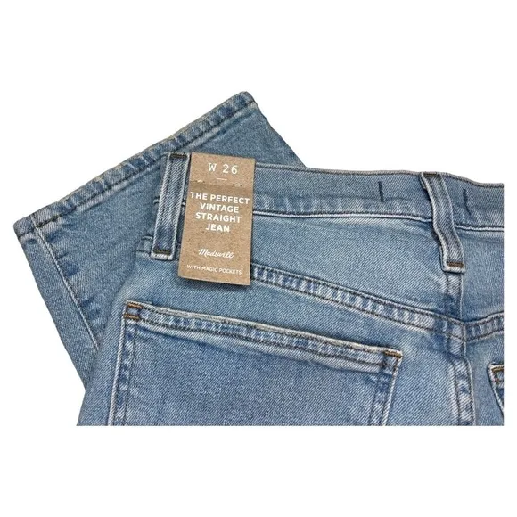 Madewell The Perfect Vintage Straight Jean Knee-Rip Edition Size 26